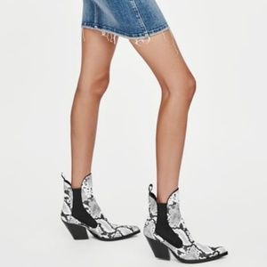 ZARA COWBOY ANKLE Boots Pointed Snakeskin Booties